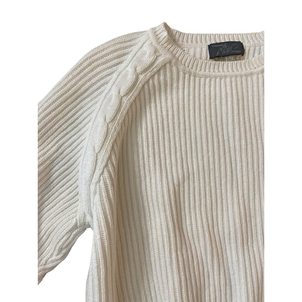 Vintage Lord & Taylor White Sweater L Hand-Framed 100% Cotton Woman’s Hong Kong‎ - Picture 3 of 9